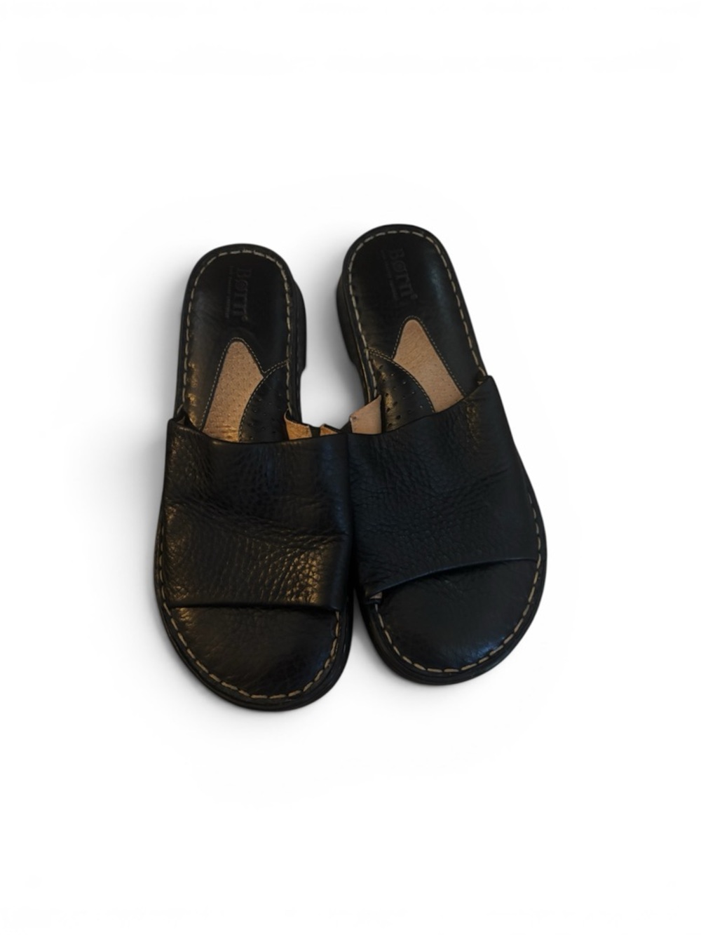 Born Black Leather Slide Sandals